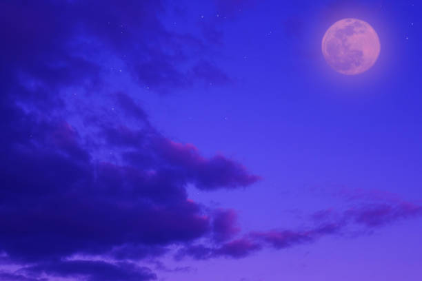 istock Purple sky with the moon 1438078538