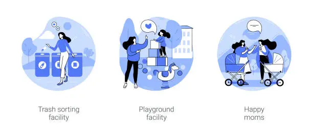 Vector illustration of City park environment isolated cartoon vector illustrations se