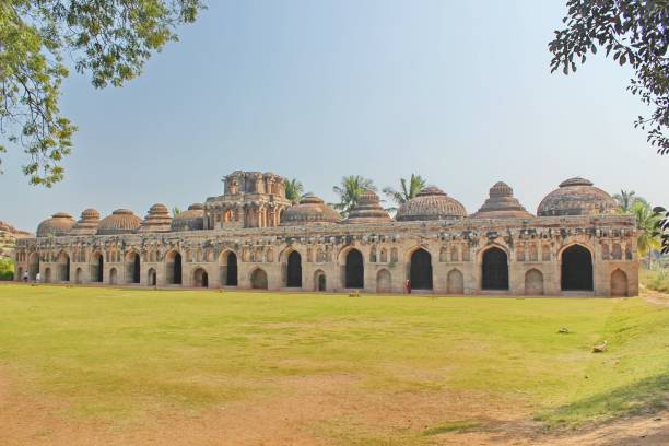 A syncretic style monument Elephant Stables, Hampi, Karnataka, India