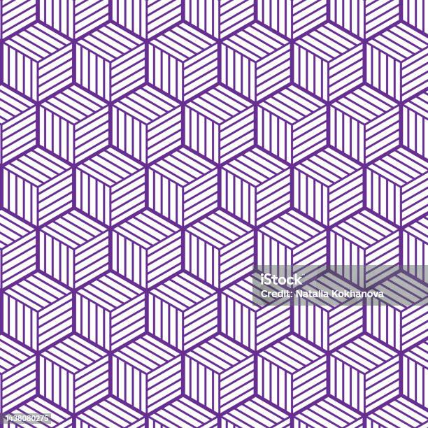 Repeat Pattern Edges Pattern Of Geometric Repeating Shapes Cubes With Purple Edges Vector ...