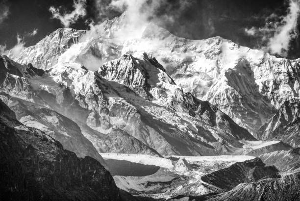 istock Kanchenjunga and glaciers in black and white 1438080510