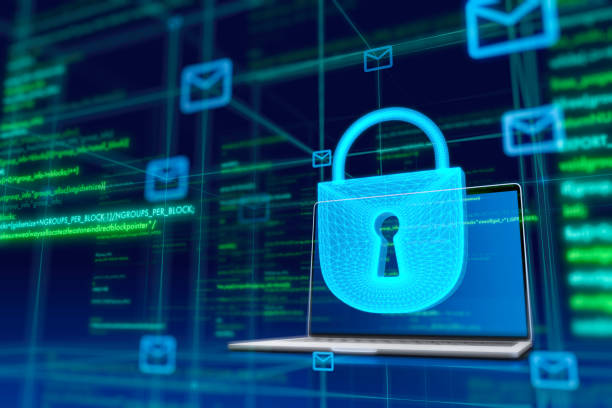 Concept of Sending secure E-mail stock photo