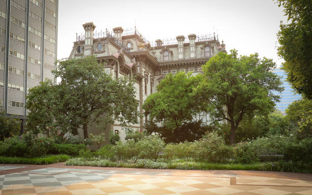 Sacramento, California, United States – July 26, 2018: Leland Stanford Mansion, a National Historical Landmark, stands in the center of Downtown Sacramento.