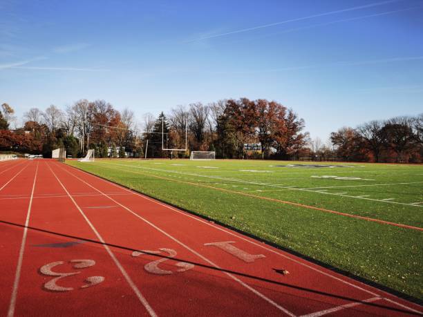 istock Long exposure shot of an athletic field with trees. 1438082181