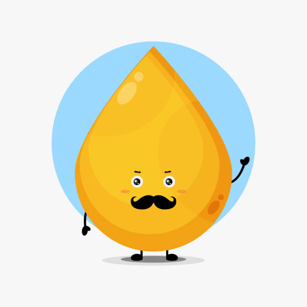 ilustrações, clipart, desenhos animados e ícones de personagem líquido dourado bonito com bigode - alcohol drop cartoon cheerful