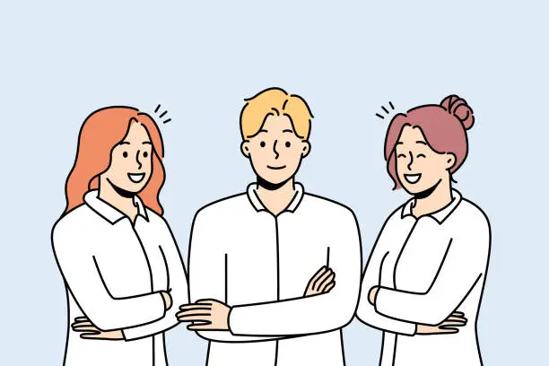 Vector illustration of Smiling group of professional posing together