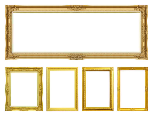 Victorian old frame. Classical Picture Photo Frame on isolated white background with clipping path. stock photo