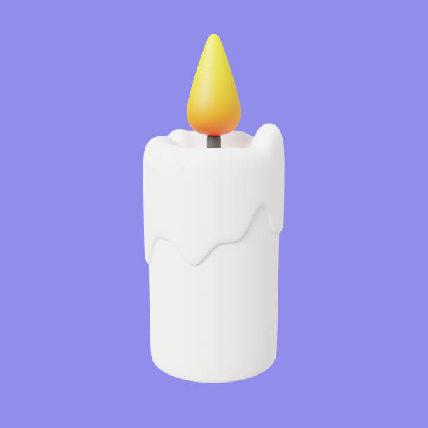 istock candle 3d illustration. Burning wax candle 3d render 1438089352