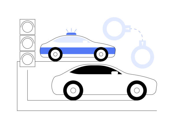 абстрактная векторная иллюстрация понятия «дорожная преступность». - driving visualization careless car stock illustrations