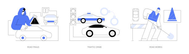 абстрактные концептуальные векторные иллюстрации по безопасности дорожного движения. - driving visualization careless car stock illustrations