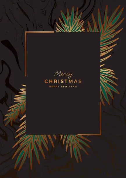 Vector illustration of Luxury golden Christmas poster template