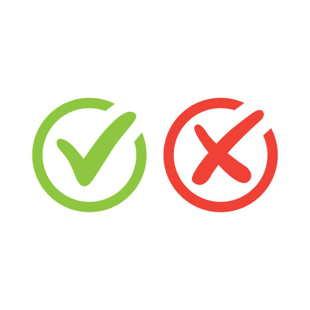 istock Tick symbol set in red and green circle, checkmark in checkbox vector icons 1438092967
