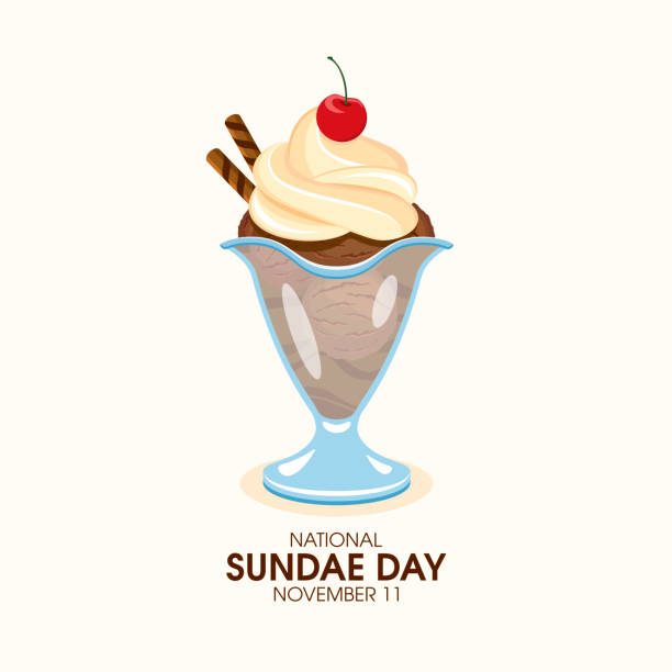 ilustrações, clipart, desenhos animados e ícones de vetor nacional do dia de sundae - ice cream sundae ice cream chocolate