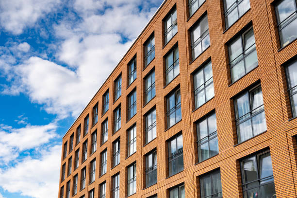 istock Industrial buildings with a blue sky in the background 1438097742