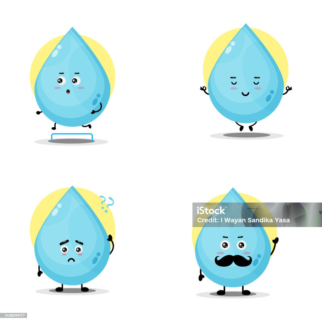 Water Feature Character Cute Water Character Collection Stock Illustration - Download Image Now ...