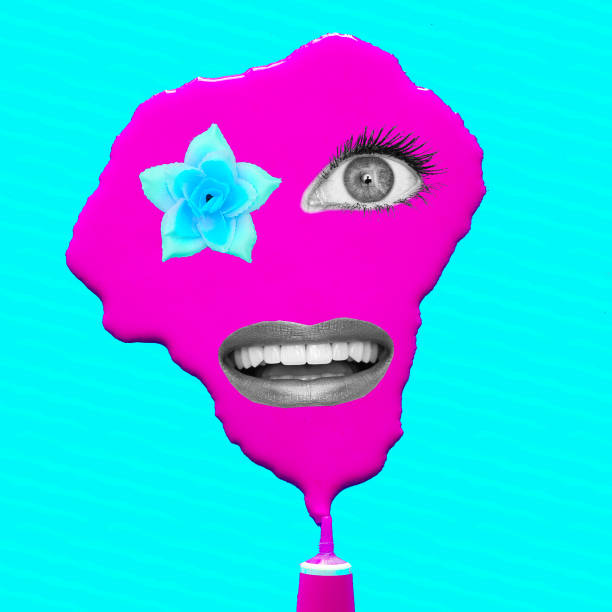 istock Contemporary digital collage art. Lady and cosmetics concept 1438099506