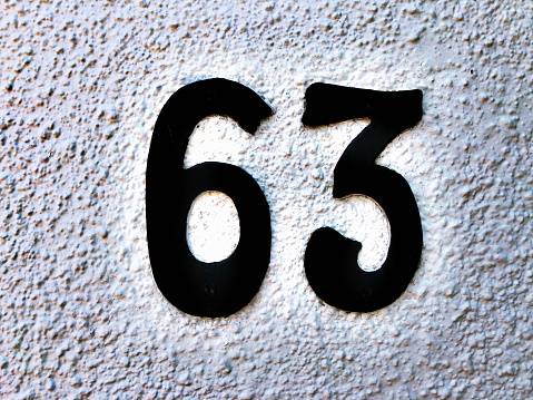 Number 63 sign