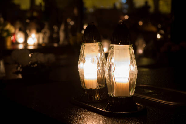 istock Votive candle at a cemetery 1438104461
