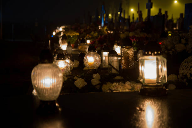 istock Votive candle at a cemetery 1438104464