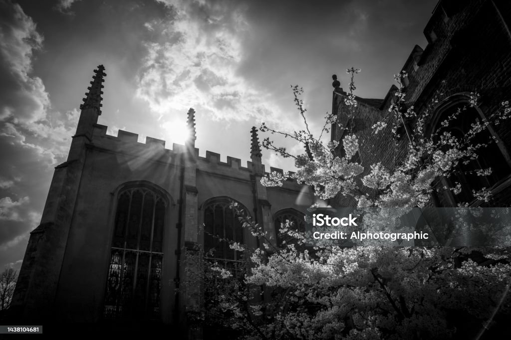 Cambridge Kings college chapel building Cambridge Kings college chapel building. Black And White Stock Photo