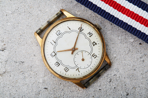 Vintage pocket watch isolated on a white background. Clipping path included