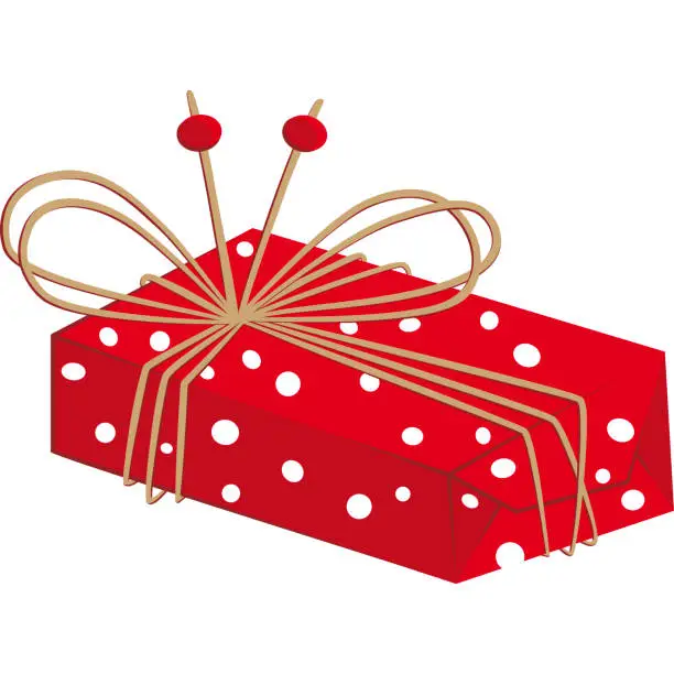 Vector illustration of Red box with christmas gift