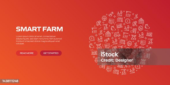 istock SMART FARM Web Banner with Linear Icons, Trendy Linear Style Vector 1438111248