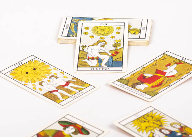 istock Deck of tarot cards on a table 1438112806
