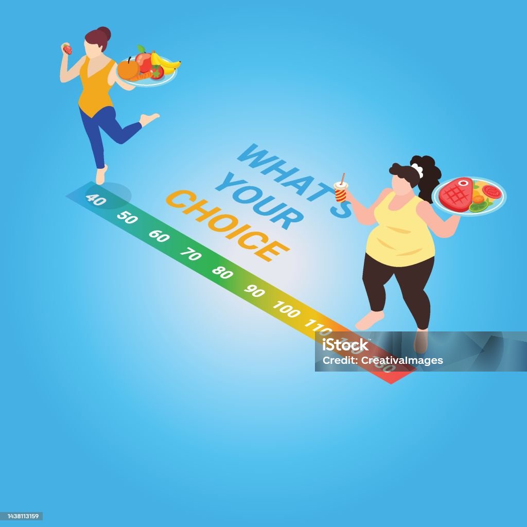 Healthy And Unhealthy Lifestyle Choice 3d Vector Stock Illustration healthy-and-unhealthy-lifestyle-choice-3d-vector-stock-illustration