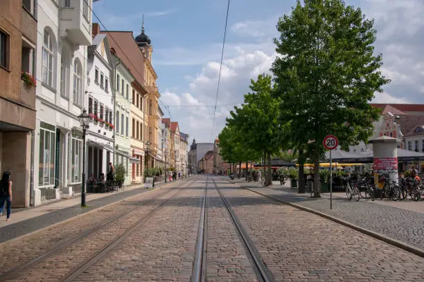 A beautiful shot of the streets from the city of Cottbus in Brandenburg, Germany