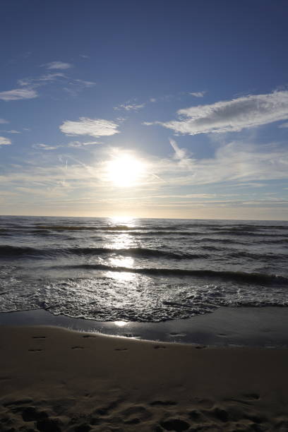 sunset at the north sea beach in Zandvoort