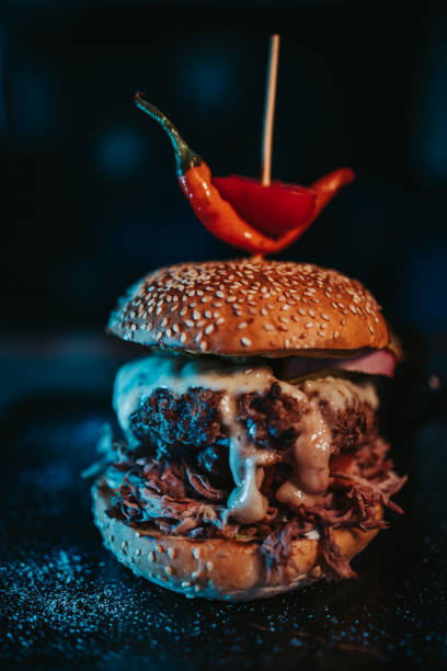 istock Closeup of a yummy burger 1438117423