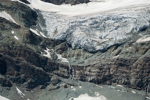 A landscape view of Glacier rocky mountain in Zermatt in Switzerland