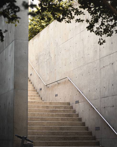 istock Concrete staircase going up outdoors. 1438118250