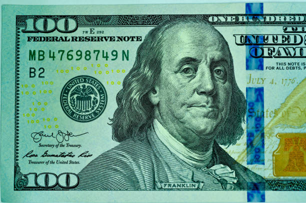 istock Closeup of one hundred US dollar bill 1438118405