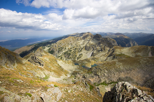 An aerial shot of the famous Rila National Park situated in Sofia Province, Bulgaria