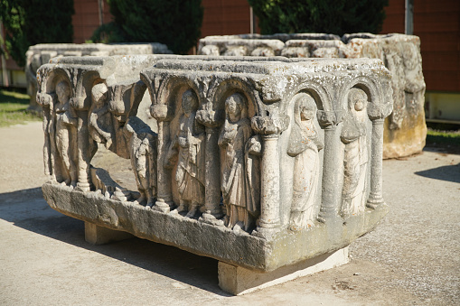 Sarcophagus in Aphrodisias Ancient City in Geyre, Aydin, Turkiye