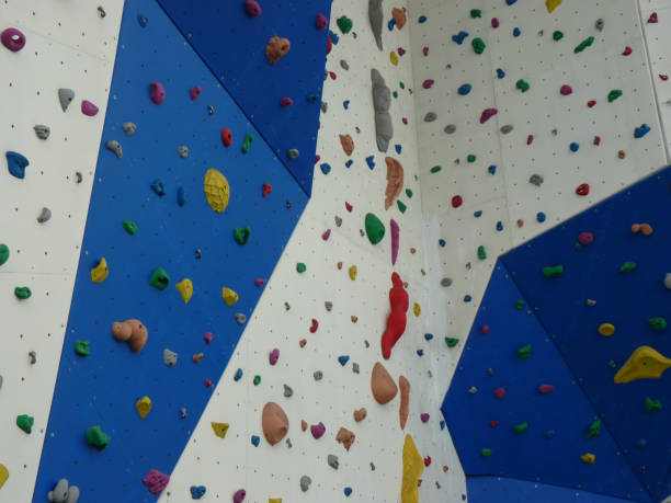 istock Low angle shot of an artificial rock climbing practice range 1438119109