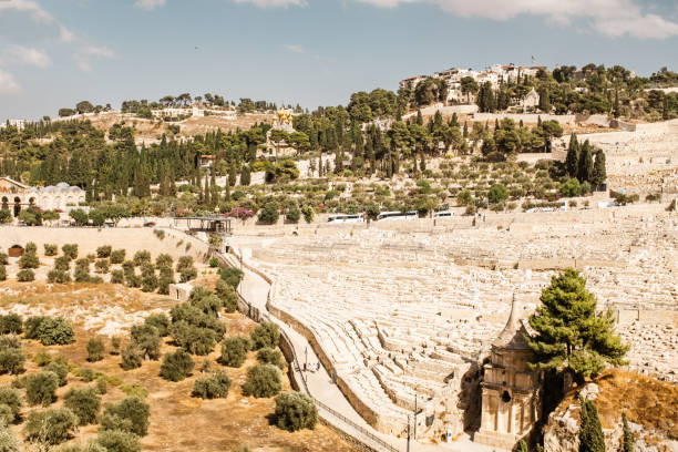 예루살렘 도시 풍경의 올리브 산 전망 - mount of olives 뉴스 사진 이미지