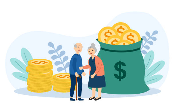 Wealthy retired couple concept vector illustration. Pension rich. vector art illustration