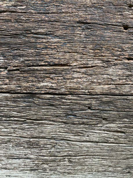Stock photo showing a close-up elevated view of textured wood grain background pattern with copy space.