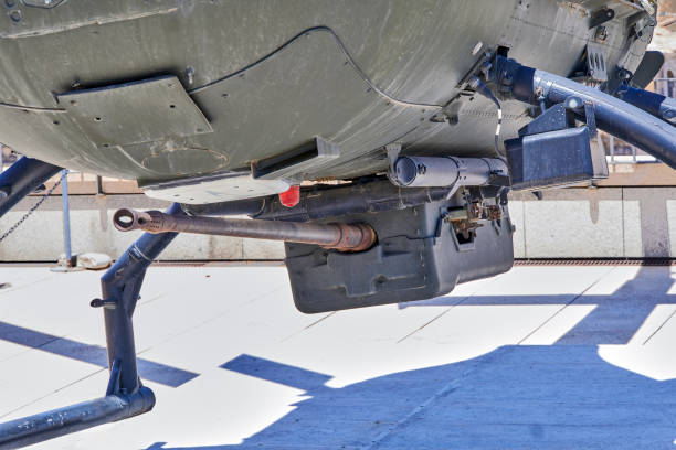 istock Machine gun of an old combat helicopter 1438128556