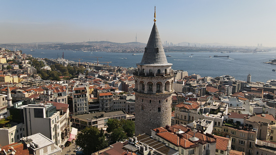 A high angle view of the city of Galata in Turkey