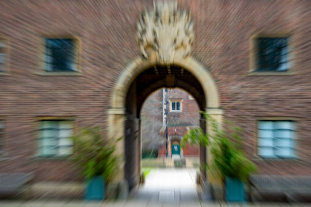 View through University gateway of St John's College Cambridge into the University buildings.