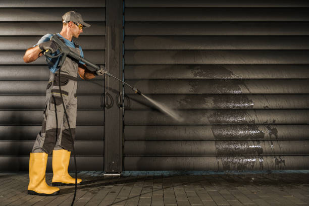 istock Modern Aluminium Pergola Power Washing Using Pressure Washer 1438135495