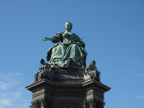 Vienna, Austria - Circa September 2022: Maria Theresien Denkmal translation Maria Theresia monument by sculptor Caspar von Zumbusch circa 1888