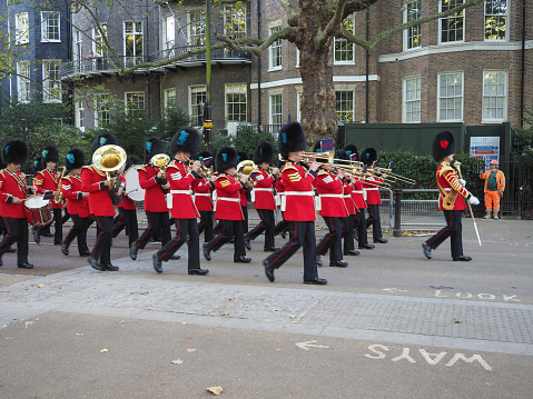 London, UK - Circa October 2022: Grenatier guards band