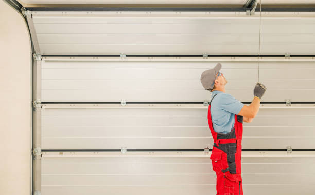 Automatic Residential Garage Doors Installation stock photo