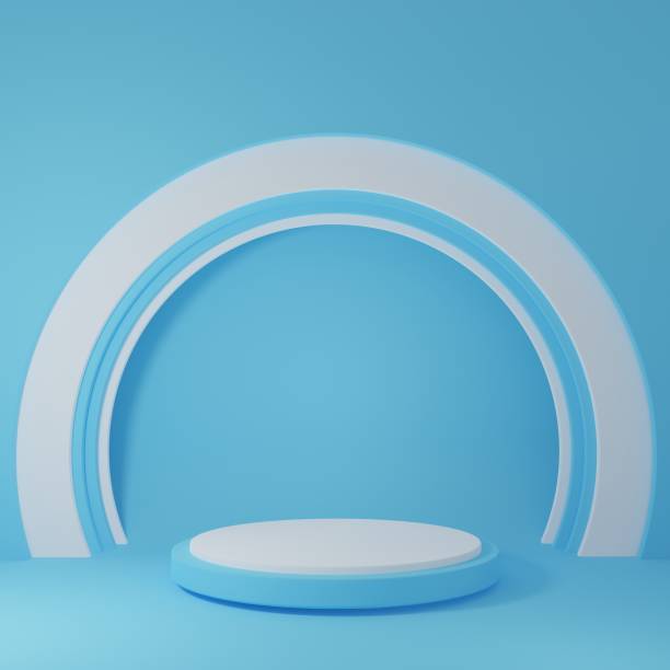 istock Product Stand in blue room ,Studio Scene For Product ,minimal design,3D rendering 1438139109