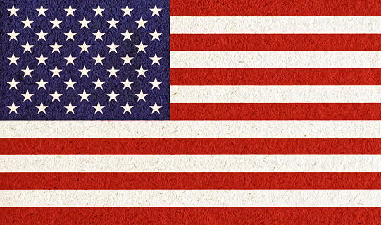 Closeup picture of the flag of the USA with sparkles